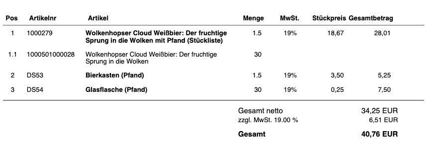 Du hättest gerne eine automatische Pfandberechnung in Deinem Xentral ERP? Wir zeigen Dir, wie ein falsche Pfandberechnung aussieht und wie Du das Problem löst.