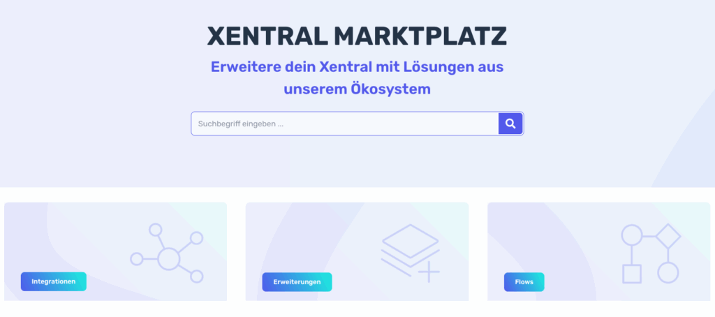 Der neue Xentral Marktplatz ist die neue Anlaufstelle für Integrationen, Erweiterungen und Workflows rund um Dein Xentral ERP.