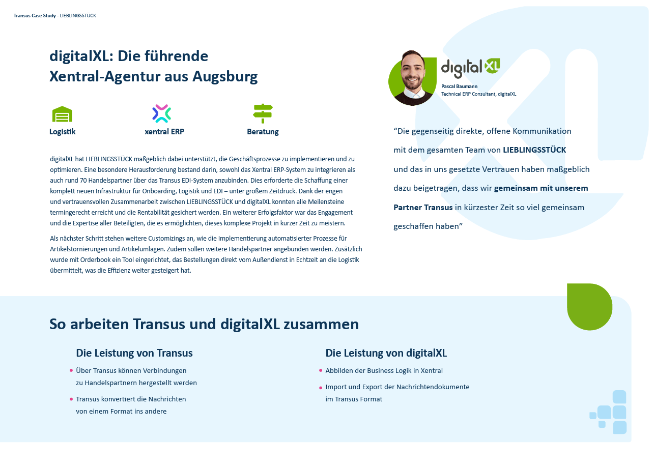 Gemeinsam mit unserem Partner Transus zeigt diese Case Study die erfolgreiche Projektzusammenarbeit mit dem Kunden LIEBLINGSSTÜCK.