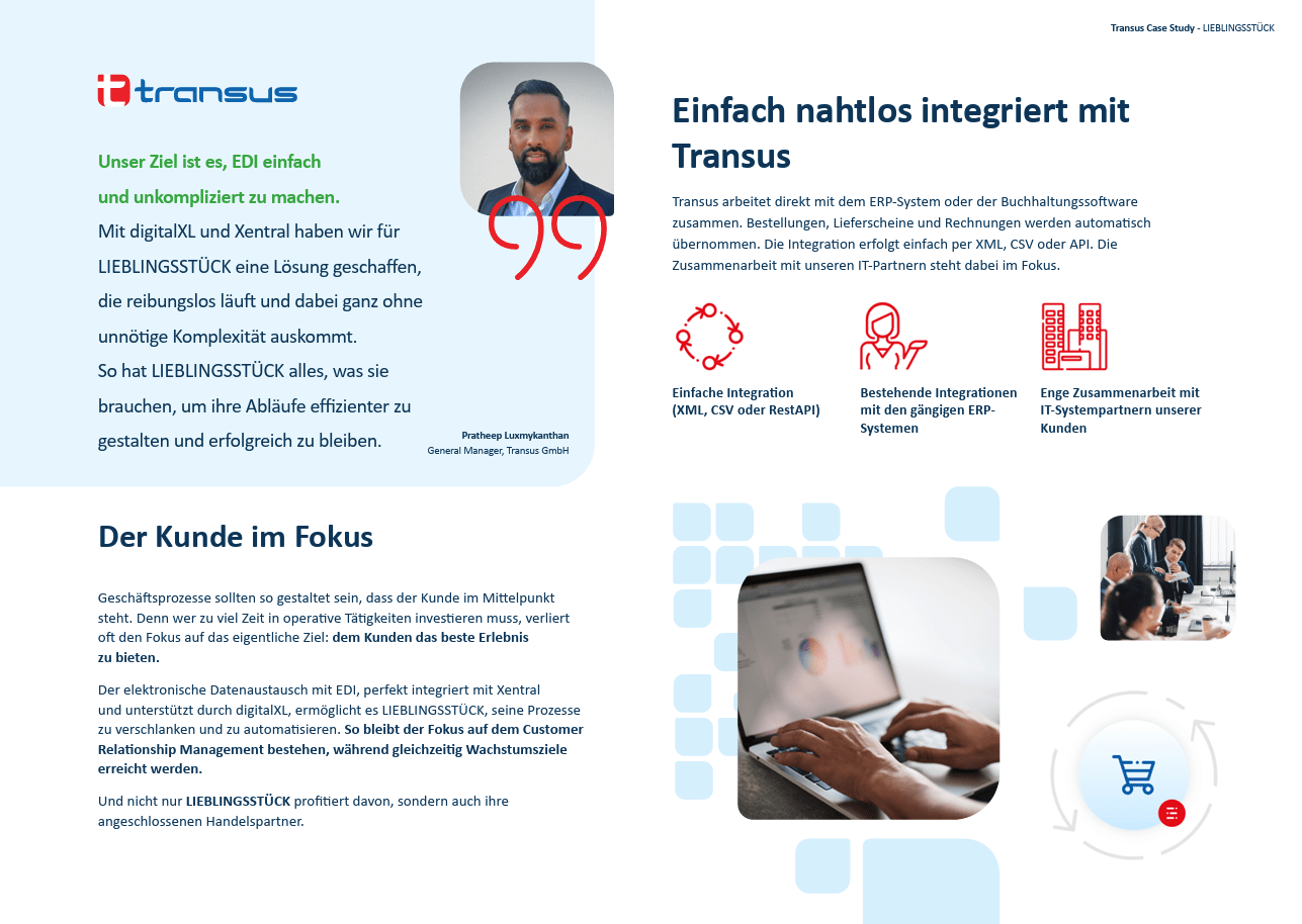 Gemeinsam mit unserem Partner Transus zeigt diese Case Study die erfolgreiche Projektzusammenarbeit mit dem Kunden LIEBLINGSSTÜCK.