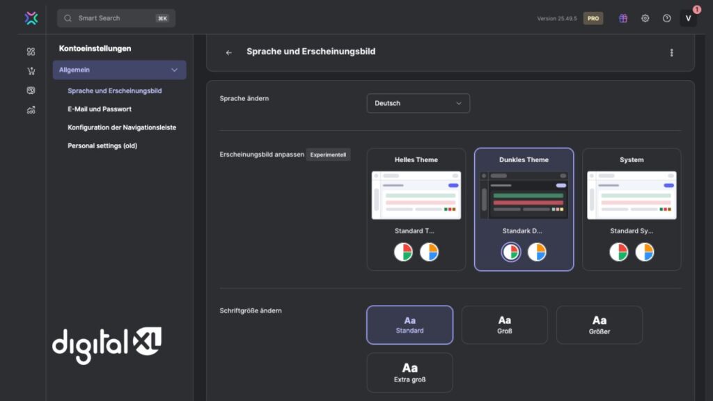Digitale Barrierefreiheit ist der Schlüssel zu reibungslosen Prozessen und maximaler Usability. Xentral bietet Dir unterschiedliche Möglichkeiten, um die Benutzeroberfläche individuell auf visuelle Bedürfnisse zuzuschneiden.