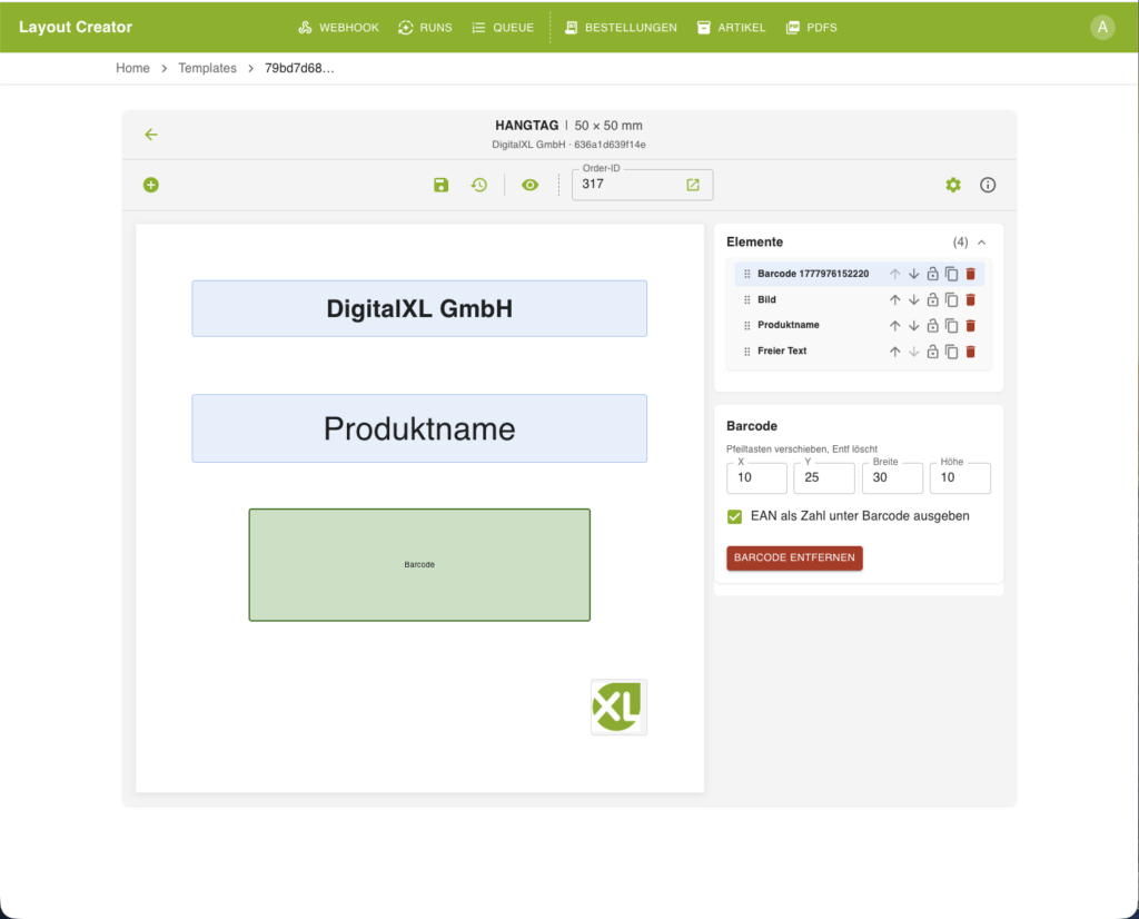 Der Layout Creator ist ein neues Tool von digitalXL, das es Dir ermöglicht, Dein Wunsch-pdf unkomliziert und voll-automatisiert aus Deinem Xentral Datensatz zu generieren.